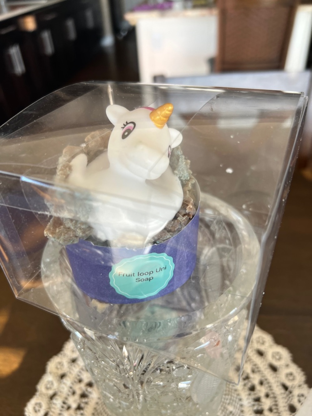 Hand Crafted White Unicorn Soap with Gold Horn and Pink Eye Accent